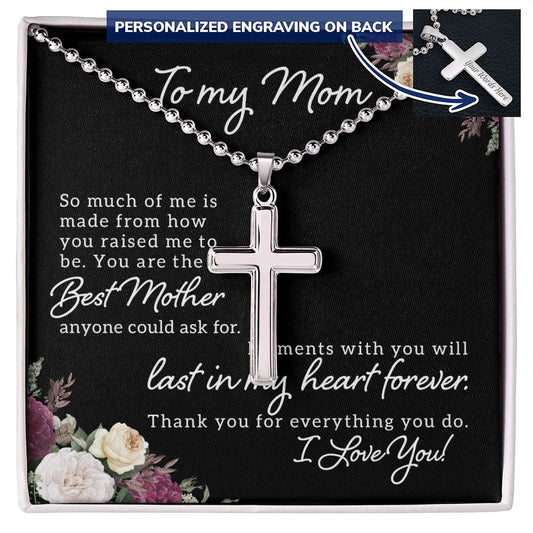 I Love You Mom  personalized engraving Cross